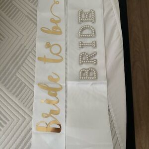White Bride and Bride-to-Be Sashes